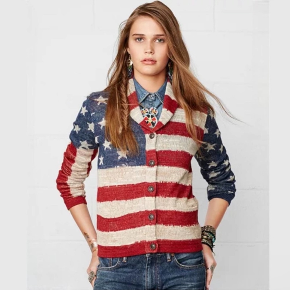 Ralph Lauren Denim & Supply American Flag Sweater Cardigan size xs - Picture 11 of 13